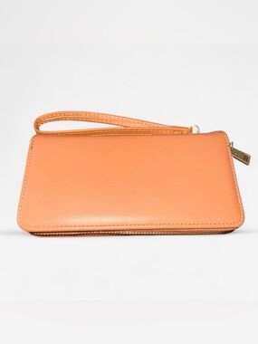Brown Leather Wristlet Clutch - NWOT